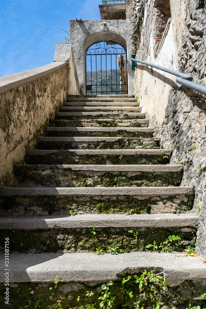 old stone staircase on the amalfi coast