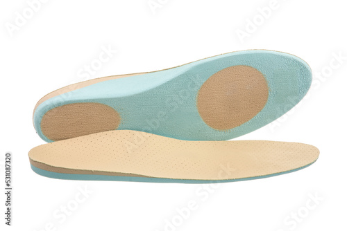 Closeup of a pair of orthopedic shoe insoles