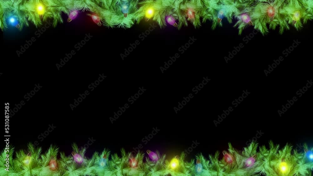 Winter holiday tree decoration for christmas and new year Christmas border Background. Christmas tree branches on Empty Backdrop 4K animation decoration Backgrounds Christmas border Frame backgrounds.