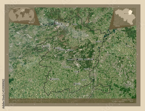 Limburg, Belgium. High-res satellite. Labelled points of cities photo