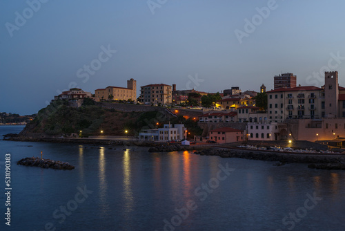 General view of Piombino city at night