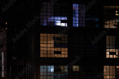 The modern office building at night. High-quality photo