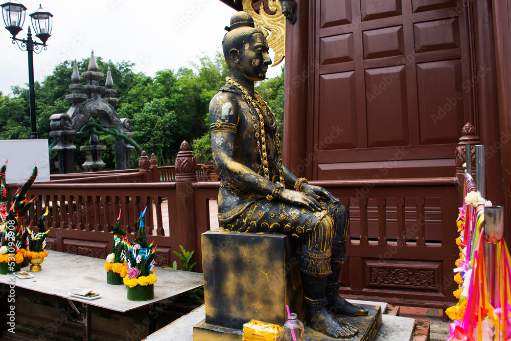 Ancient deity and antique naka statue of Wat Pa Klong 11 temple for thai people traveler travel visit and respect praying blessing holy mystery worship at Pathumthani city in Pathum Thani, Thailand