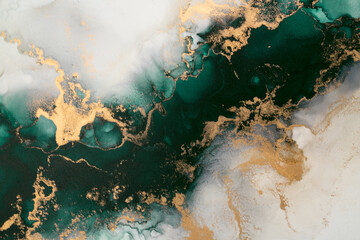 Marble ink abstract art from exquisite original painting for abstract background . Painting was painted on high quality paper texture to create smooth marble background pattern of ombre alcohol ink .
