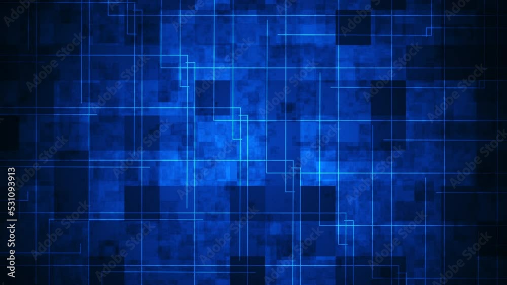 Abstract blue technology background with animated lines seamless looping