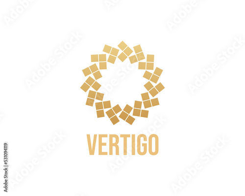 Golden gradient mosaic vertigo logotype