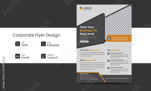 Corporate flyer design, A4 size, Easy to use and edit.