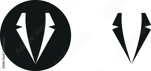 Collar icon. Elegant clothing for men. Black and white vector illustration. Design element for official business clothing shop or store