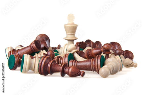 White Chess king is triumphator of the chess battle