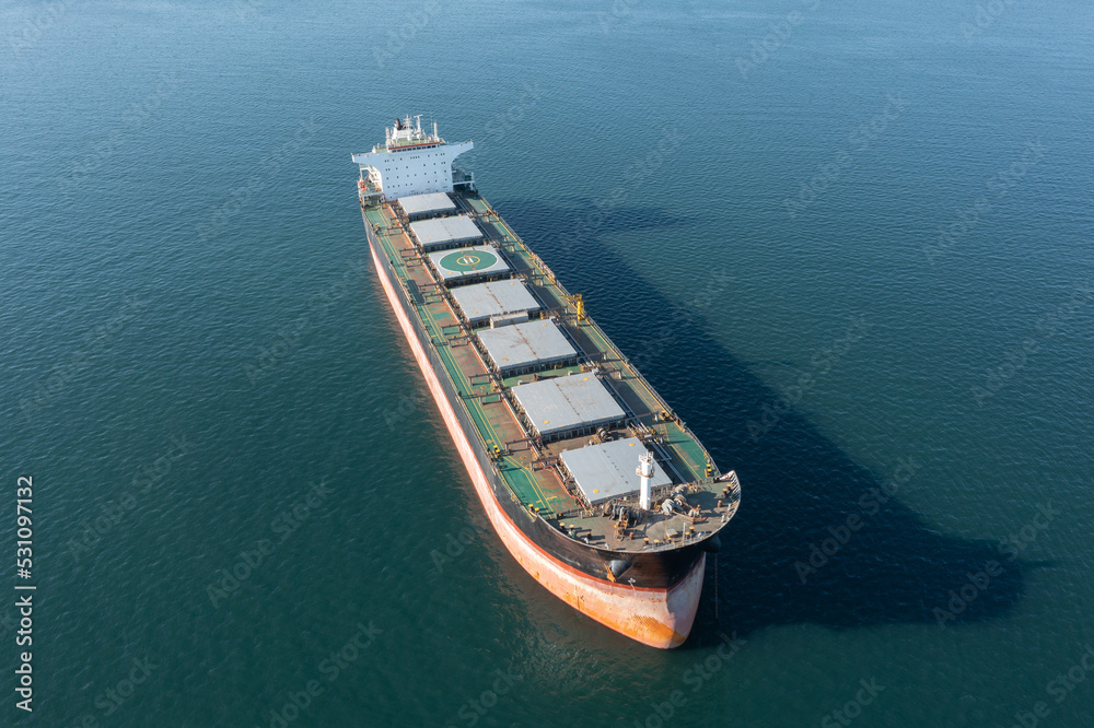 Large offshore dry cargo ship at sea.