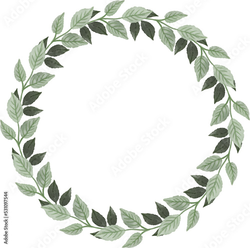 circle frame with green leaves border for banner