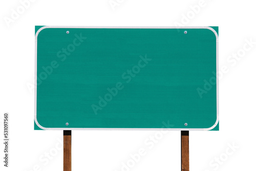 Fototapeta Naklejka Na Ścianę i Meble -  Blank green highway road sign isolated.
