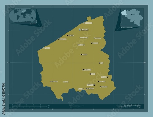 West-Vlaanderen, Belgium. Solid. Labelled points of cities photo