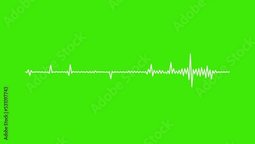 audio wave or frequency digital animation effect 4K movement on green screen background. Is a sound technology or audio recorders.