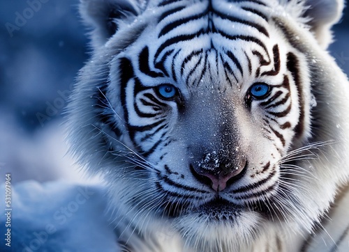 Photography White Tiger Running in the Wintery Snow