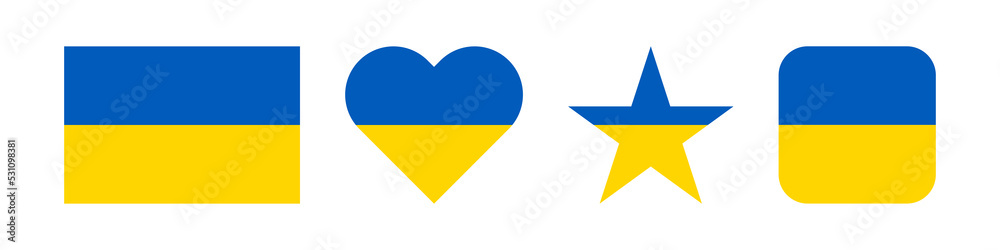 Blue and yellow flag Ukraine on white background. Set of flag Ukraine vector. Blue and yellow flag Ukraine on white background. Set of flag Ukraine vector.