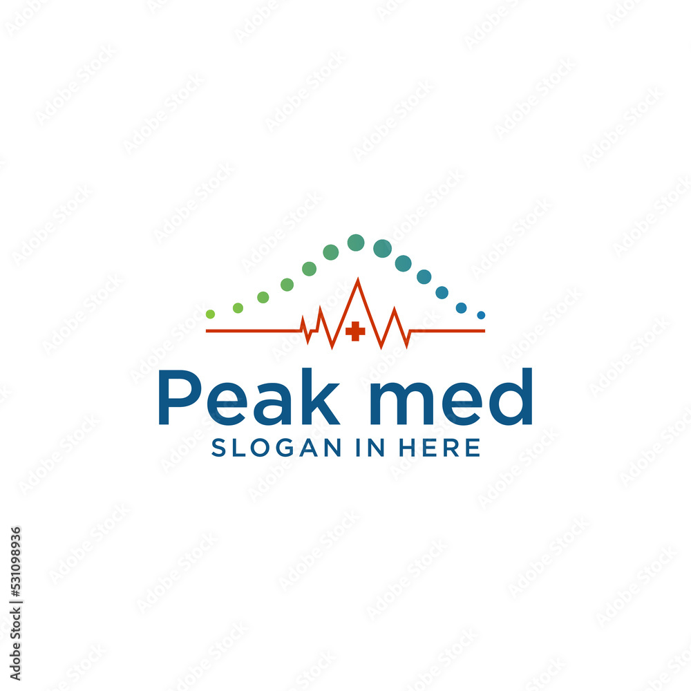 peak top summit medical logo with spine vector peak top summit medical logo with spine vector