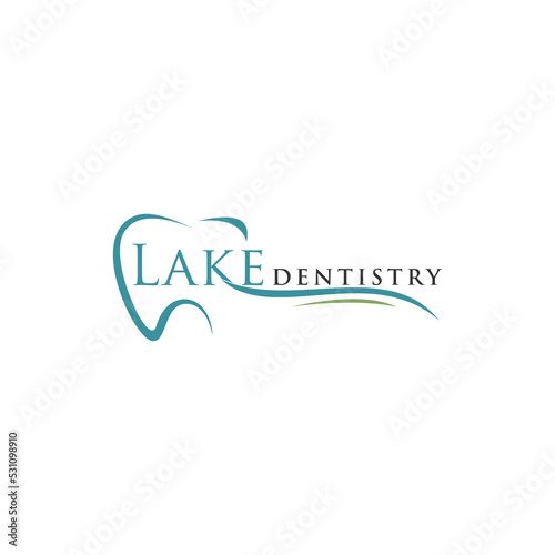 lake dental logo design with water wave vector