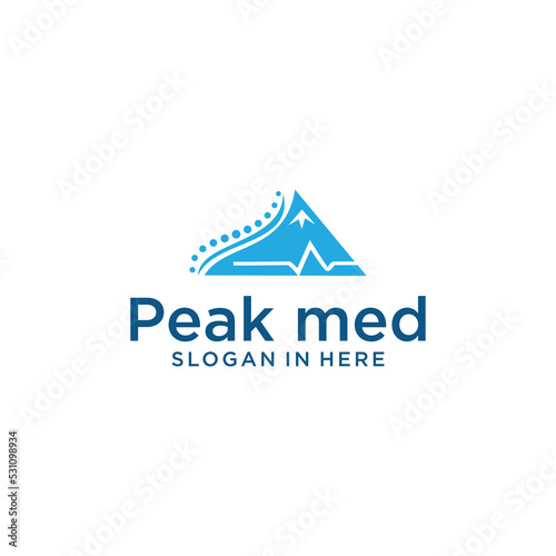 peak top summit medical logo with spine vector