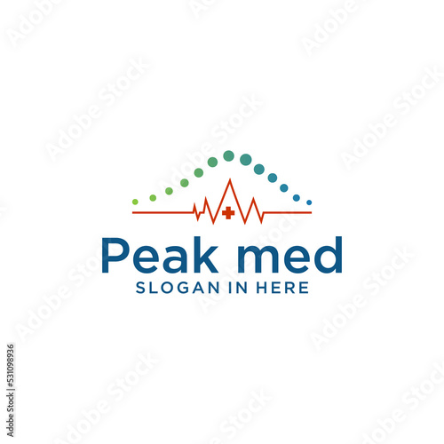 peak top summit medical logo with spine vector