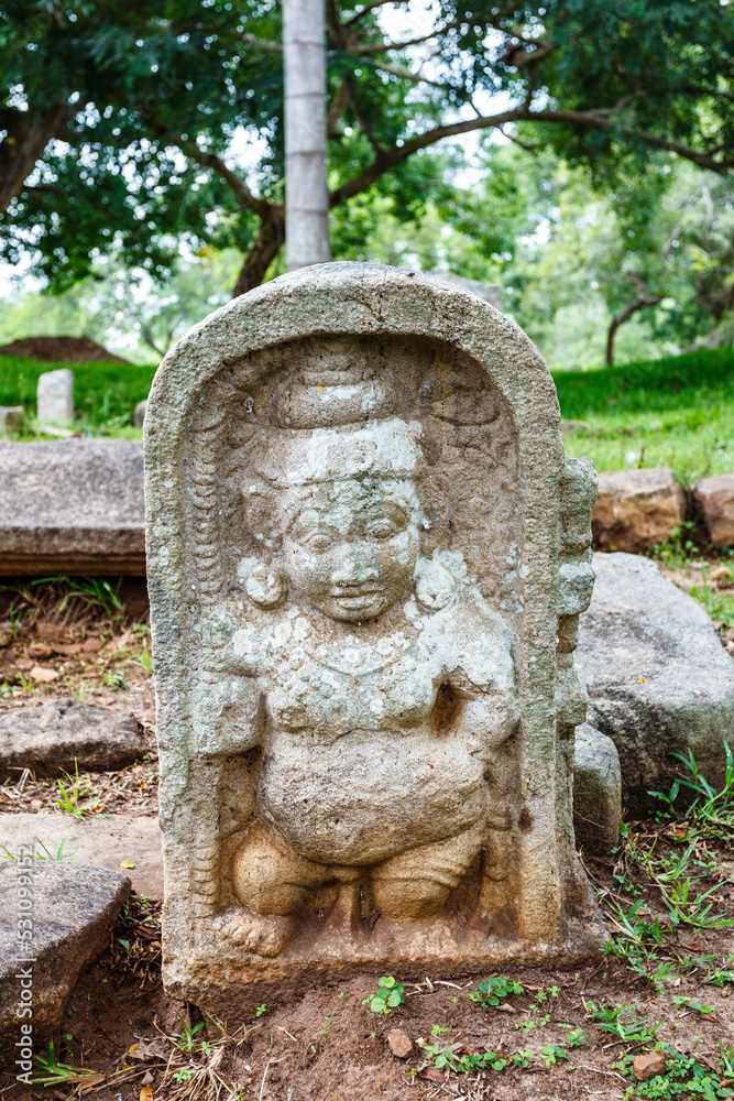 Stone guardian, Palace of Ratna Prasada, Anuradhapura, Sri Lanka, Asia