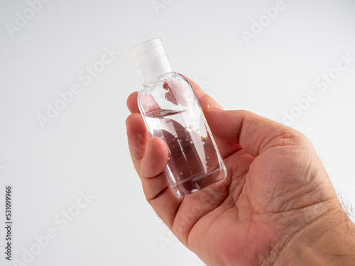 Hand sanitizer. Gel for hand hygiene. Antiseptic hand washing.