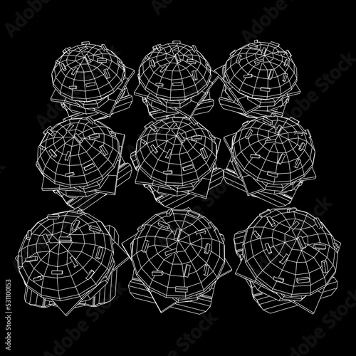 Hamburger or cheeseburger wireframe low poly mesh