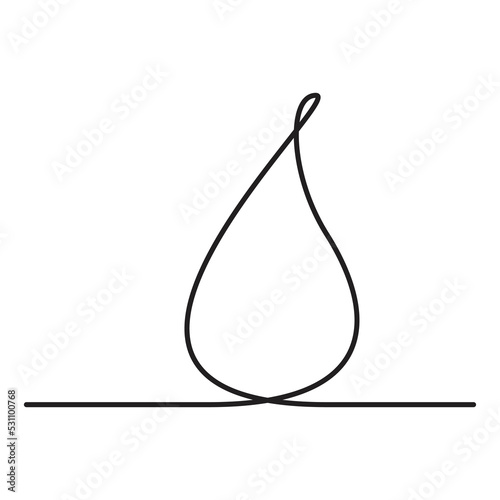 Water drop one line, vector icon, white background

