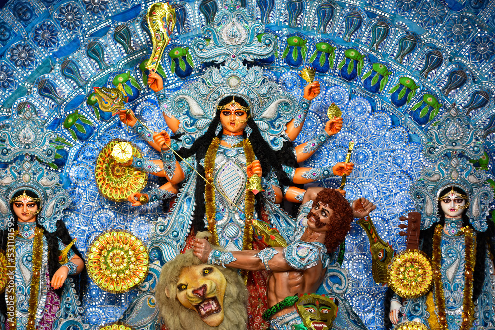 happy Durga puja advertisement, Kolkata durga puja, Navaratri, Dussehra celebration
