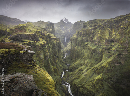Obraz na płótnie Iceland Mountain Canyon Waterfall w salonie