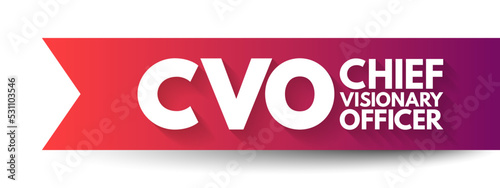 CVO - Chief Visionary Officer is an executive function in a company like CEO or COO, acronym text concept background