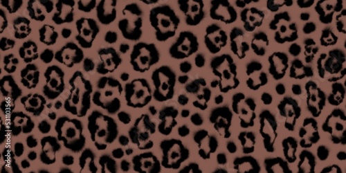 Seamless watercolor leopard pattern. Blurred animal print with spots