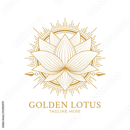golden lotus logo design for tattoo corporate or company