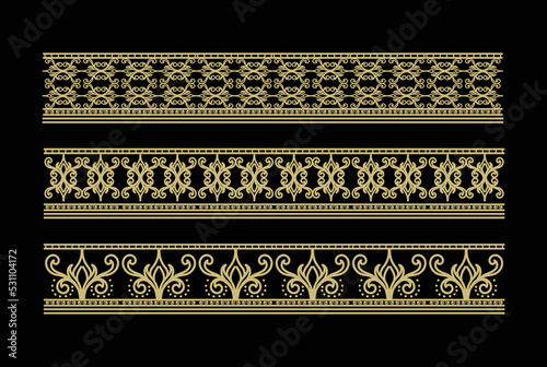 Elegant Rectangle Seamless Golden Decorative Beauty Royal Border Frame Ornament Element Design Illustration Vector