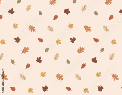 autumn leaves seamless fully customizable pattern swatch vector scalable light beige background