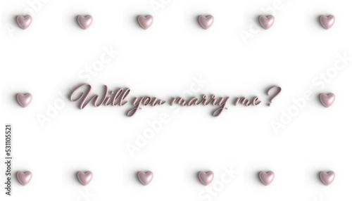 Will you marry me lettering 3d. Vector illustration three-dimensional