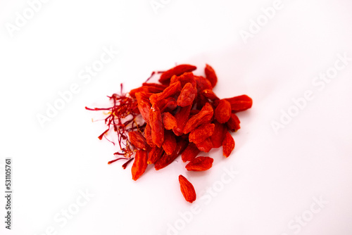 red goji berries on a white background 