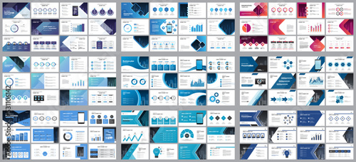 Set business presentation design template backgrounds and page layout design for brochure, book, magazine, annual report and company profile, with info graphic elements graph design concept
