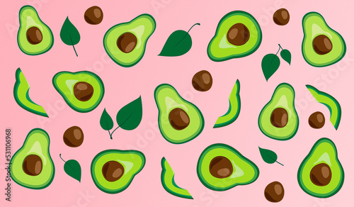 The avocado pattern on the pink background