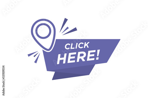 Vector violet Illustration Click Here Button Label.