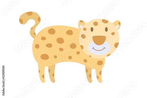 Vector cartoon leopard. African animal. funny kind leopard. Funny cute charater. Adorable little african animal for fashion print, kids wear, nursery, poster, invitation, greeting card design