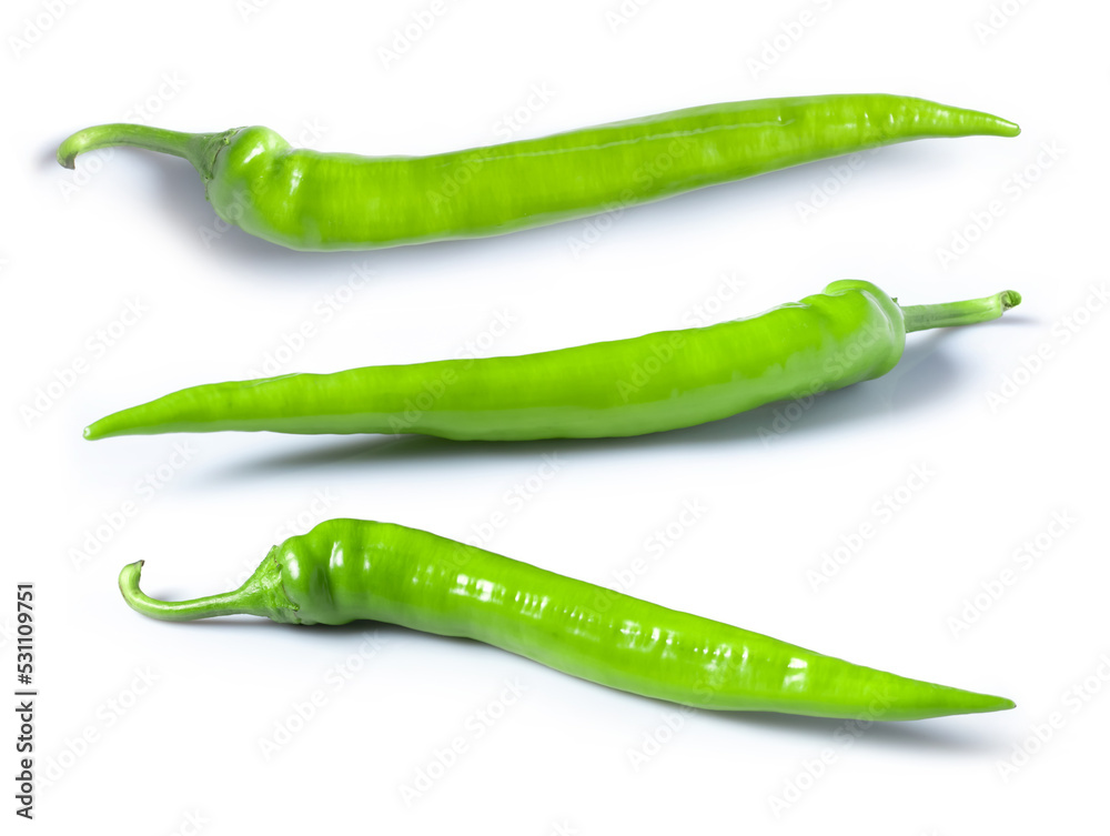 Green chili pepper isolated on a white background Green chili pepper isolated on a white background