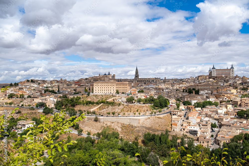 Panoramic view of Toledo, Spain, UNESCO world heritage site. Old city on horizon