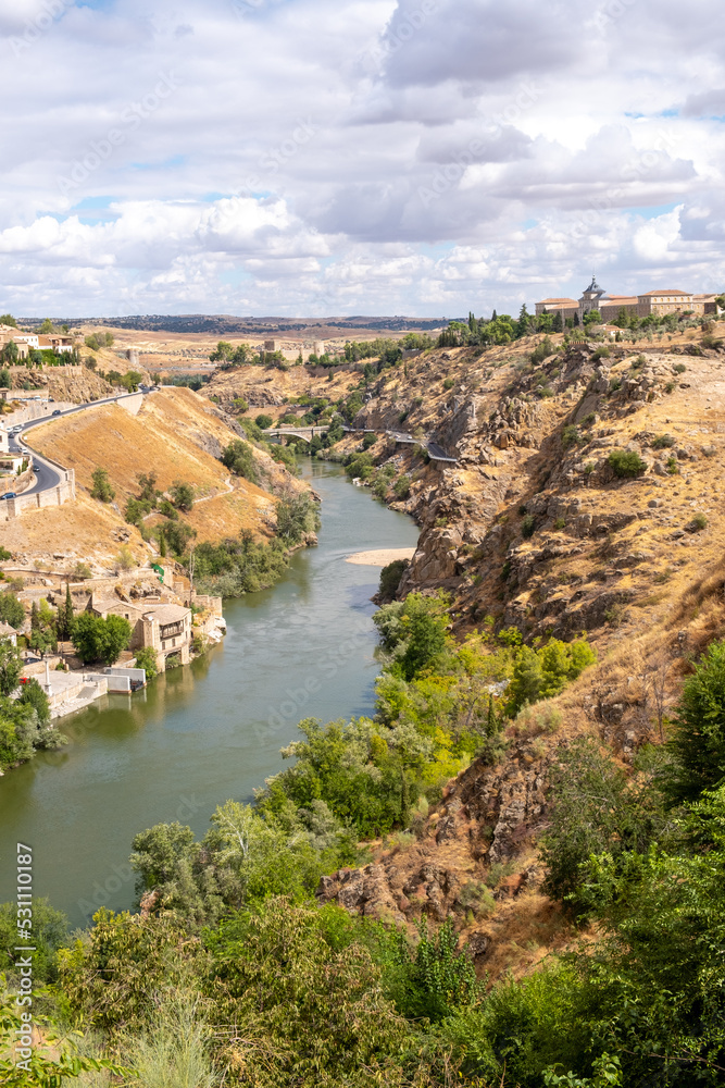 View of Tegus River in Toledo, Spain, UNESCO world heritage site.