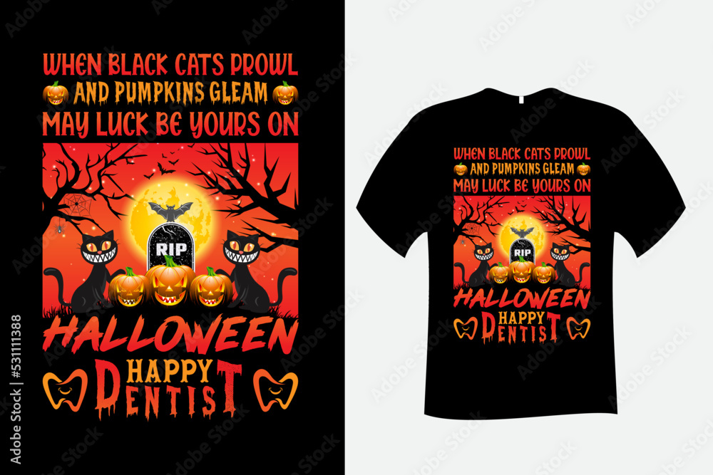 When Black cats prowl.......Halloween T-shirt Design