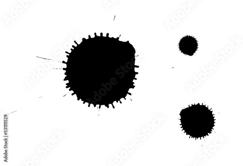 black ink blots on a white background
