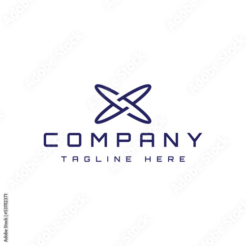 modern letter X eclipse atom logo design