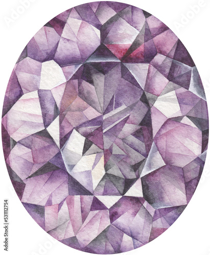 Transparent Background amethyst Illustration Png. Transparent Clipart Image of watercolor purple crystal ready-to-use for site, article, print