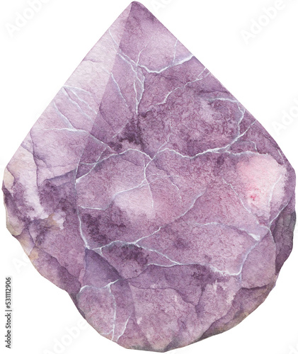 Transparent Background lepidolite Illustration Png. Transparent Clipart Image of watercolor crystal ready-to-use for site, article, print