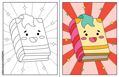 kawaii book coloring pages